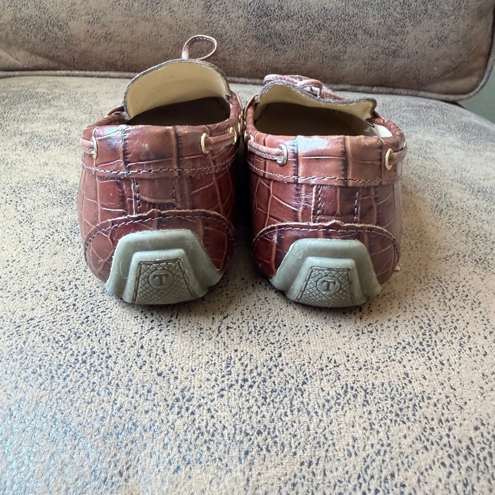 CTalbots Brown Croc Embossed Leather Driving Loafers Classic Womens 8M - Picture 3 of 7
